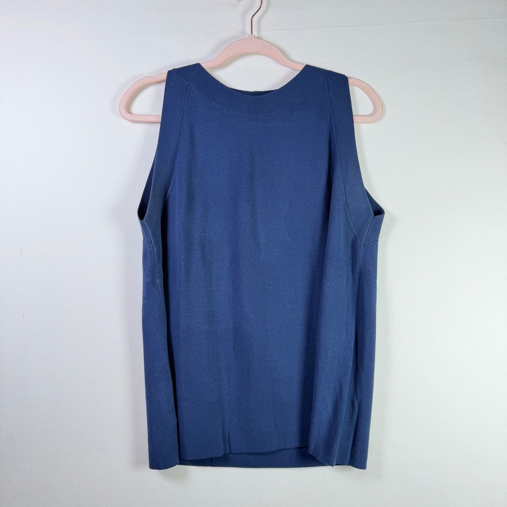ANN TAYLOR Blue Sleeveless High Neck Knit Shell Tank Top XL